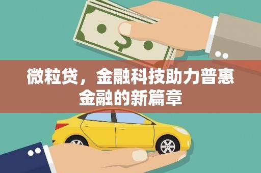 马尔康微粒贷，金融科技助力普惠金融的新篇章