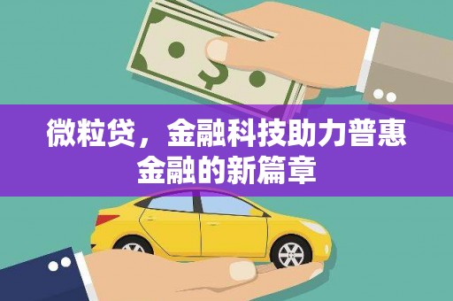 马尔康微粒贷，金融科技助力普惠金融的新篇章