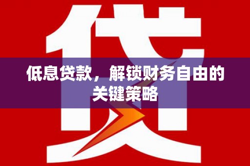马尔康低息贷款，解锁财务自由的关键策略