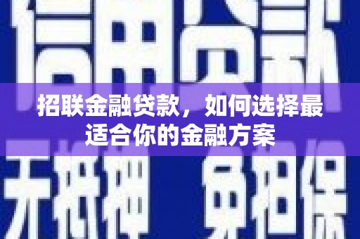 马尔康招联金融贷款，如何选择最适合你的金融方案