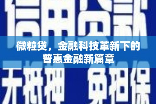 马尔康微粒贷，金融科技革新下的普惠金融新篇章
