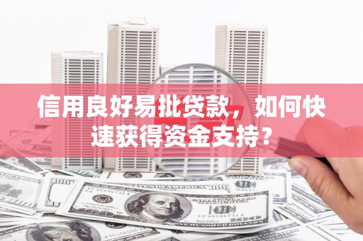 马尔康信用良好易批贷款，如何快速获得资金支持？