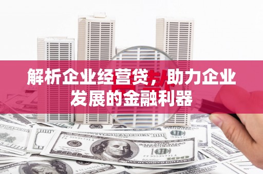 马尔康解析企业经营贷，助力企业发展的金融利器