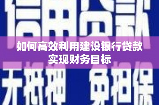 马尔康如何高效利用建设银行贷款实现财务目标