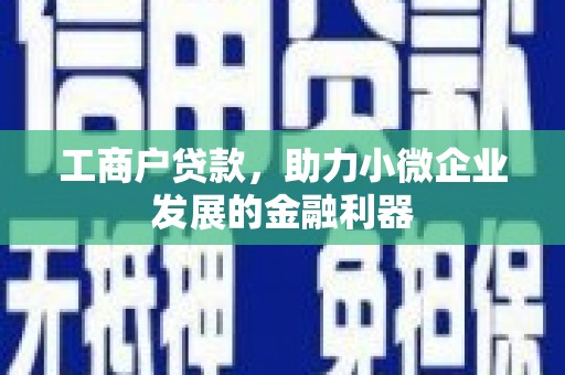 马尔康工商户贷款，助力小微企业发展的金融利器