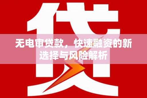 马尔康无电审贷款，快速融资的新选择与风险解析