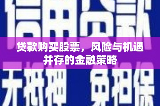 马尔康贷款购买股票，风险与机遇并存的金融策略