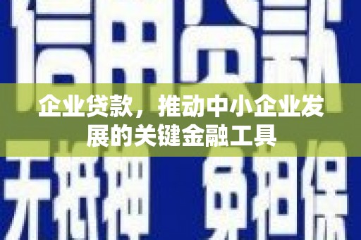 马尔康企业贷款，推动中小企业发展的关键金融工具