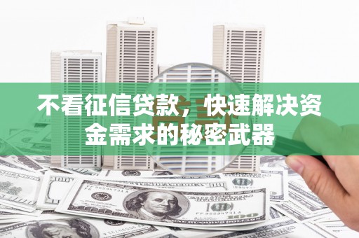 马尔康不看征信贷款，快速解决资金需求的秘密武器