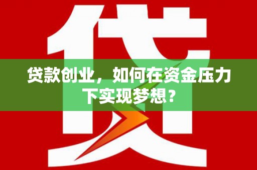 马尔康贷款创业，如何在资金压力下实现梦想？