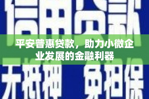马尔康平安普惠贷款，助力小微企业发展的金融利器