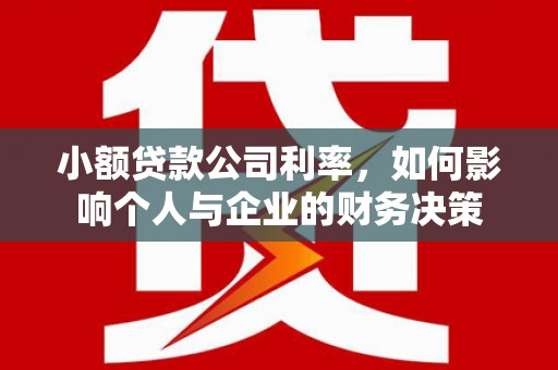 马尔康小额贷款公司利率，如何影响个人与企业的财务决策