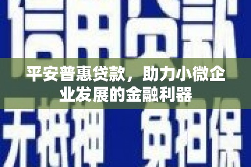马尔康平安普惠贷款，助力小微企业发展的金融利器