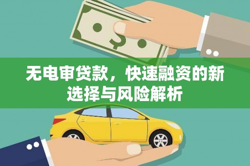 马尔康无电审贷款，快速融资的新选择与风险解析