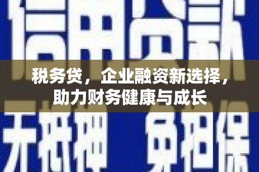 马尔康税务贷，企业融资新选择，助力财务健康与成长